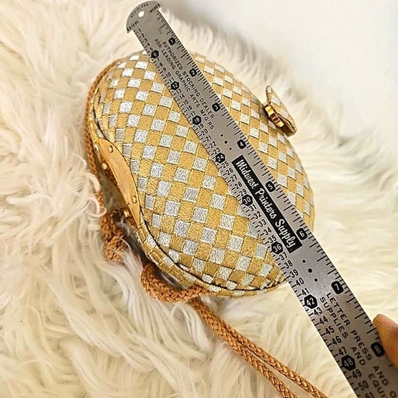 Vintage Delill Creation Evening Clutch Purse Woven Diamond Gold Silver Glitter🌴 - Picture 6 of 7